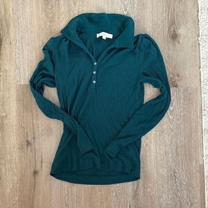 LOFT Deep Teal henley Shirt